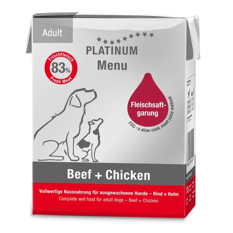 Platinum Menu konservas šunims su jautiena ir vištiena